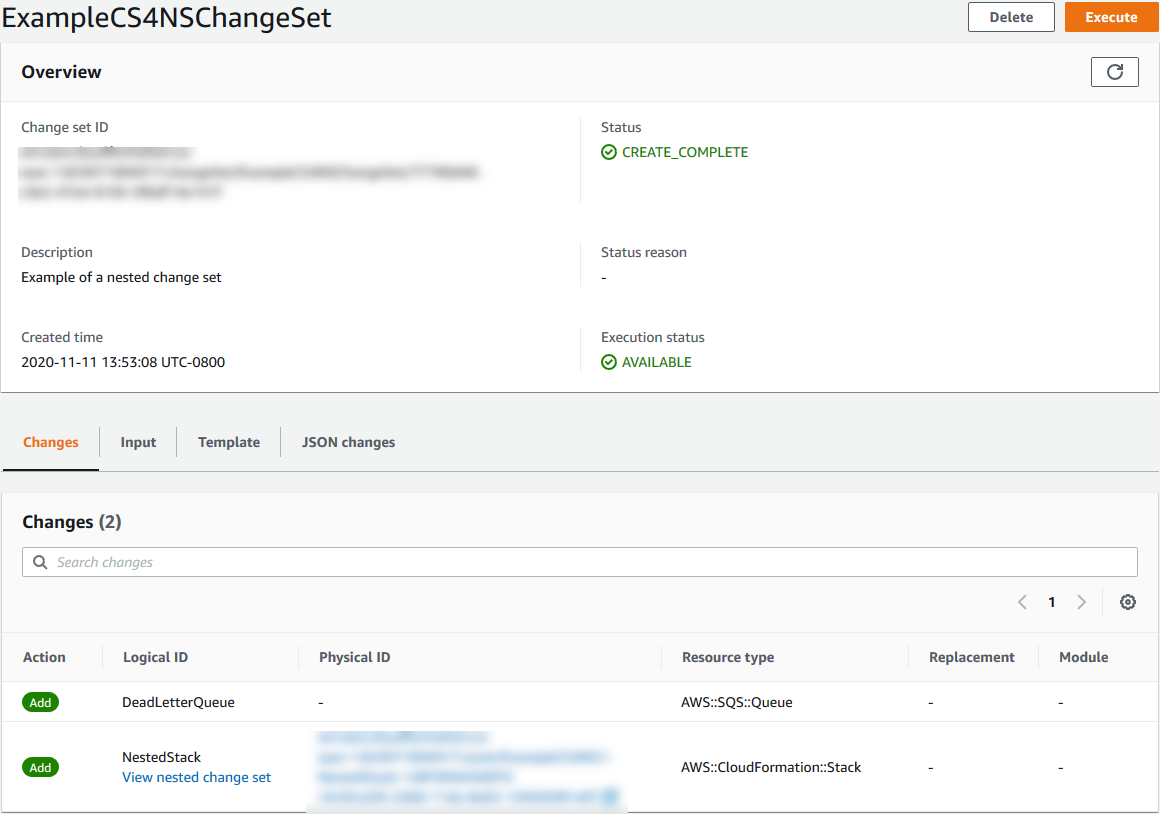 
                  更改集的详细信息页面。
                