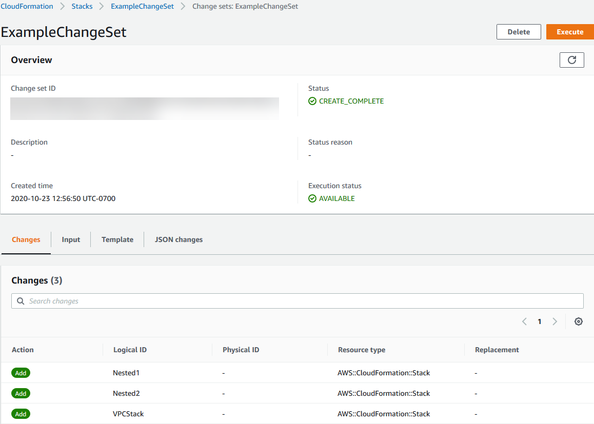 
                  更改集的详细信息页面。
                