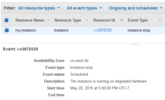 
                                                 使用“Events”页查看事件。
                                            