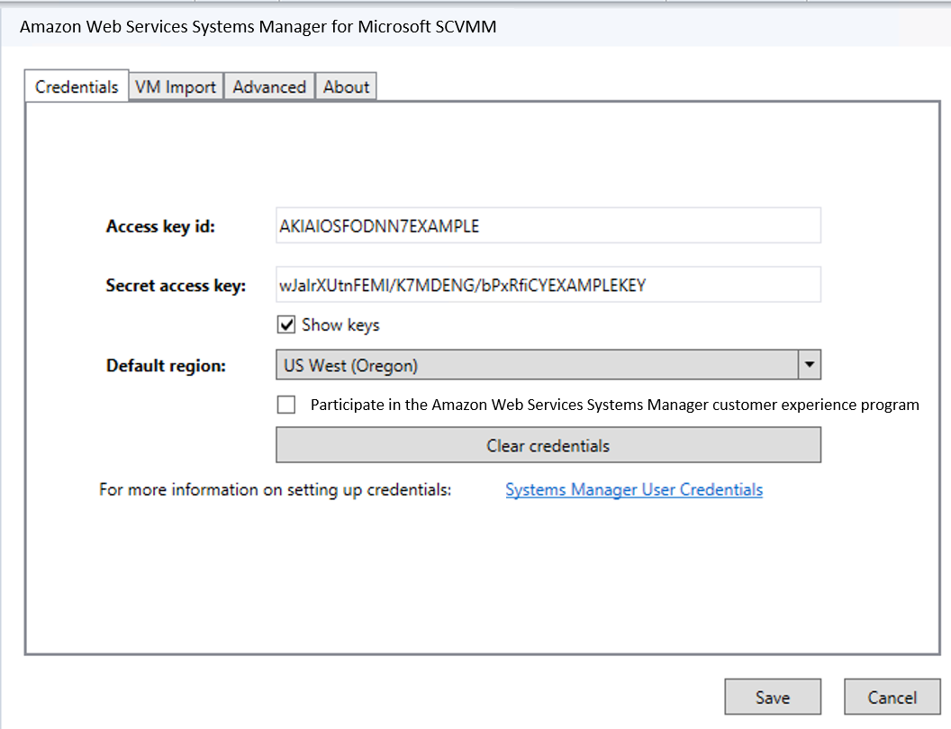
                            Amazon Systems Manager“Credentials (凭证)”选项卡
                        