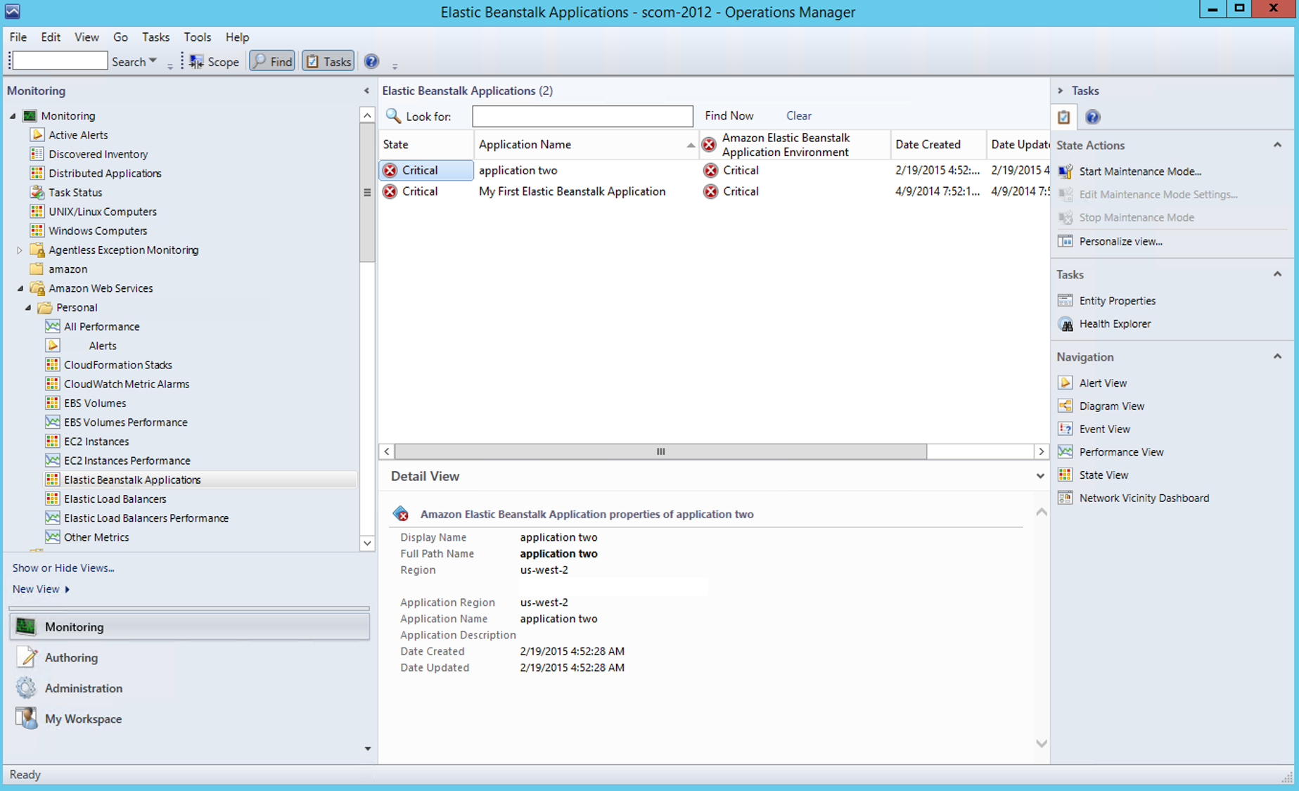 
							Amazon Elastic Beanstalk 应用程序状态视图
						