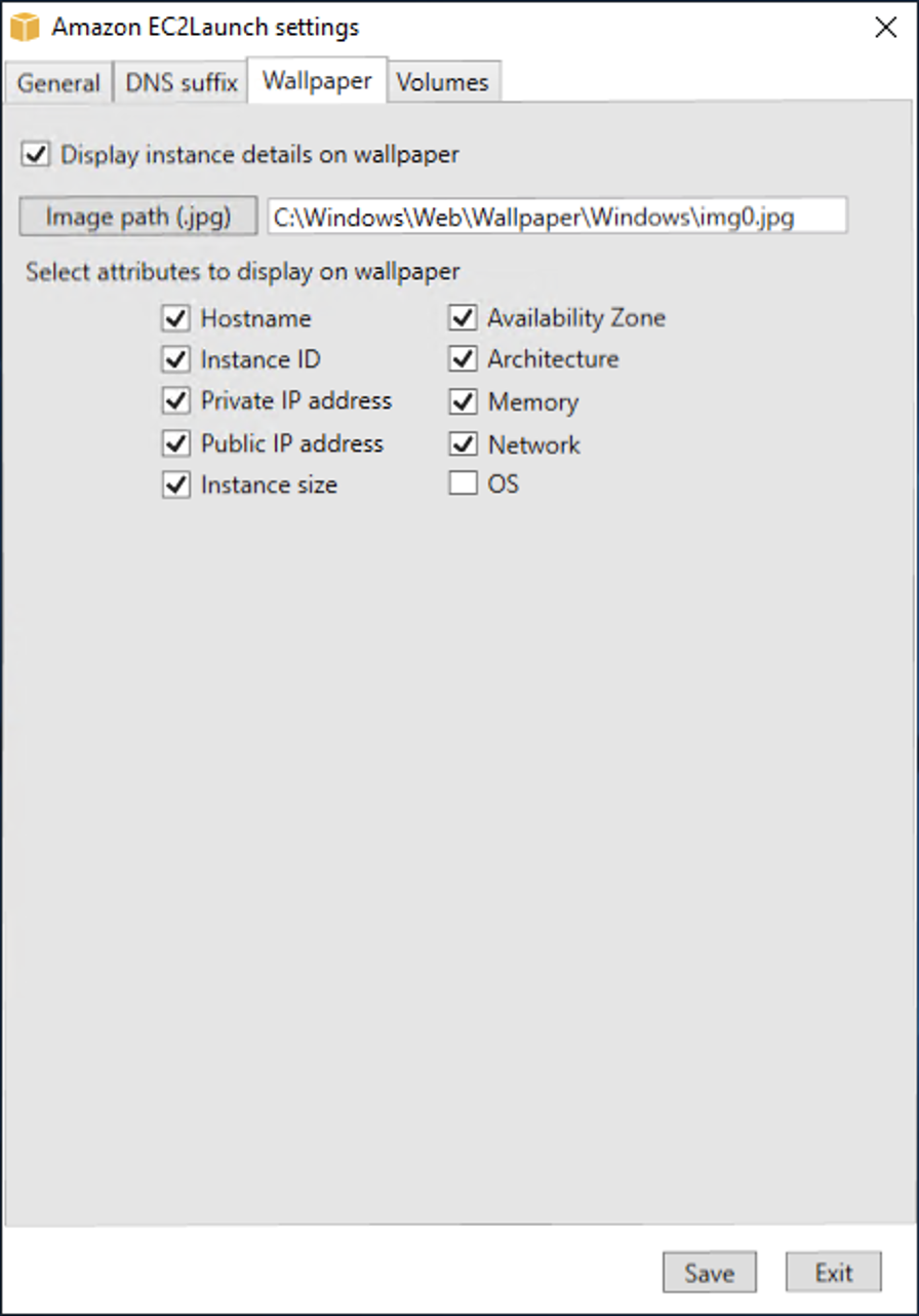 
                            EC2 Launch Settings 应用程序
                        