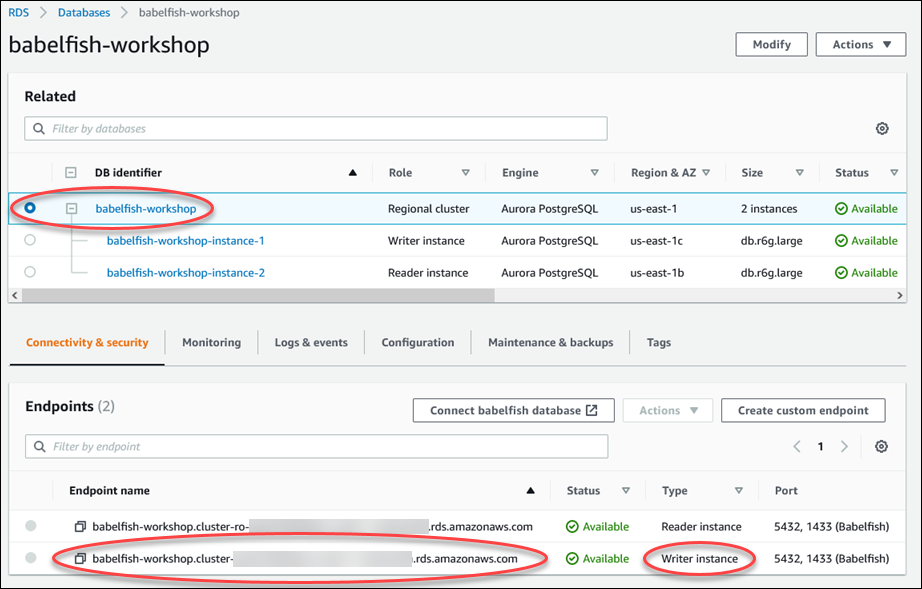 
							查找 Babelfish 端点和端口。
						