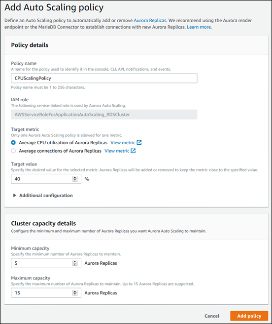 
                    创建基于平均 CPU 使用率的 Auto Scaling 策略
                