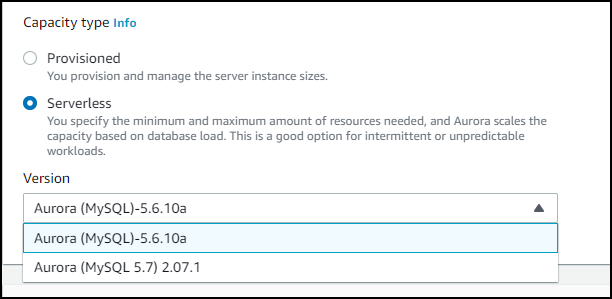
                        使用控制台创建 Aurora Serverless v1 数据库集群
                    