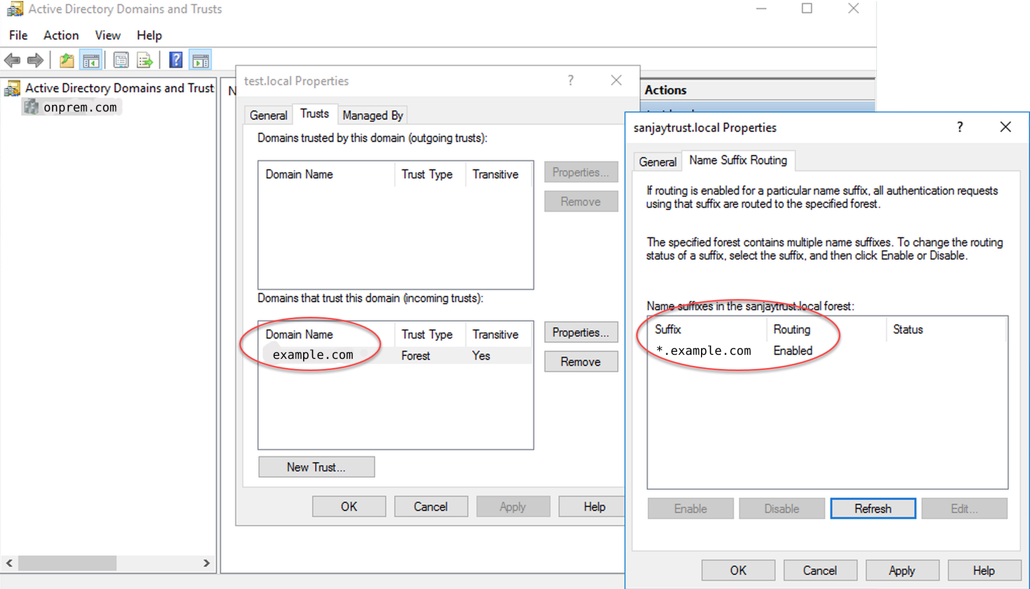 
					DNS 路由对应于创建的信任
				