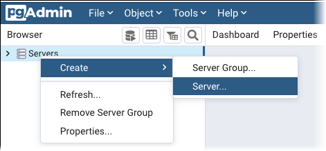 
							在 pgAdmin 上添加服务器。
						