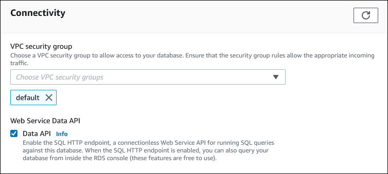 
                            使用控制台为 Aurora Serverless 数据库集群启用 Data API
                        