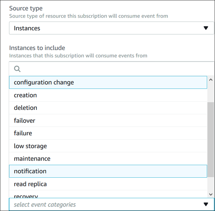 
                        列出数据库事件通知类别
                    