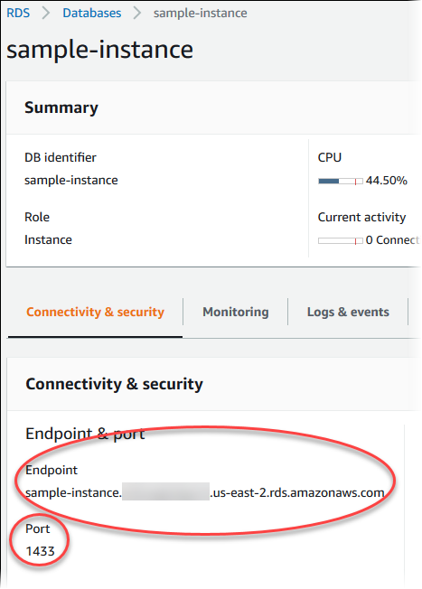 
    				            连接到 Microsoft SQL Server 数据库实例
    				        