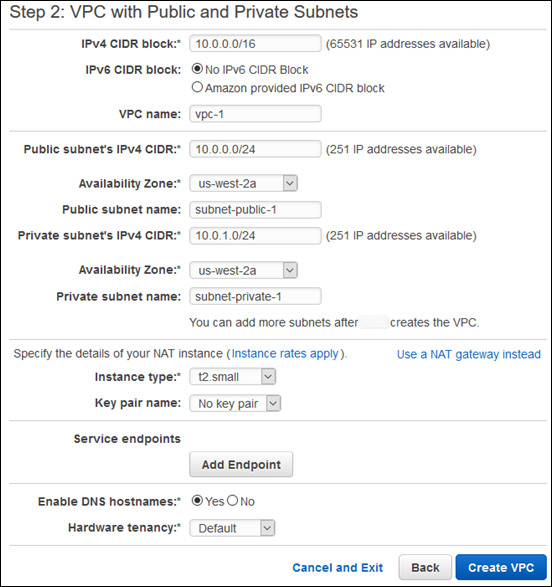 
                            VPC with Public and Private Subnets 向导
                        