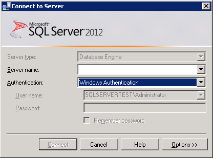 
				连接到 SQL Server 2012
			