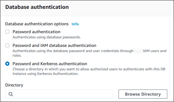 
          创建数据库实例时的 Kerberos 身份验证设置
        