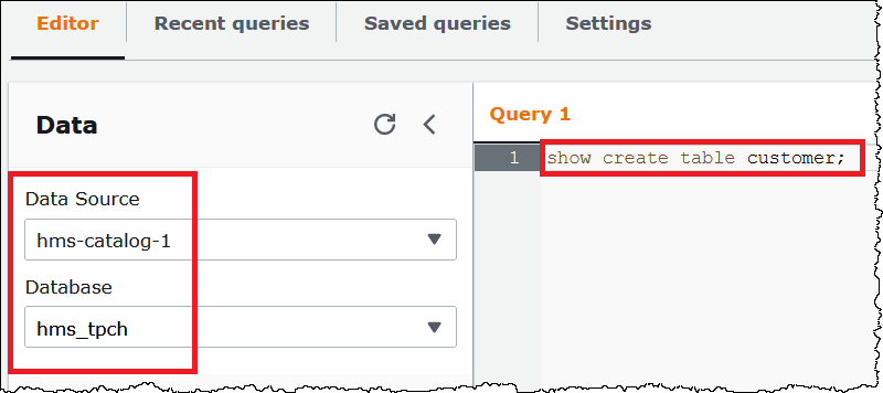 
                使用默认目录的 DDL 语句。
            