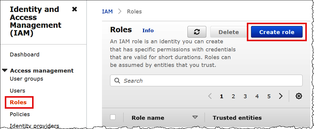 
                            在 IAM 控制台中创建一个角色。
                        