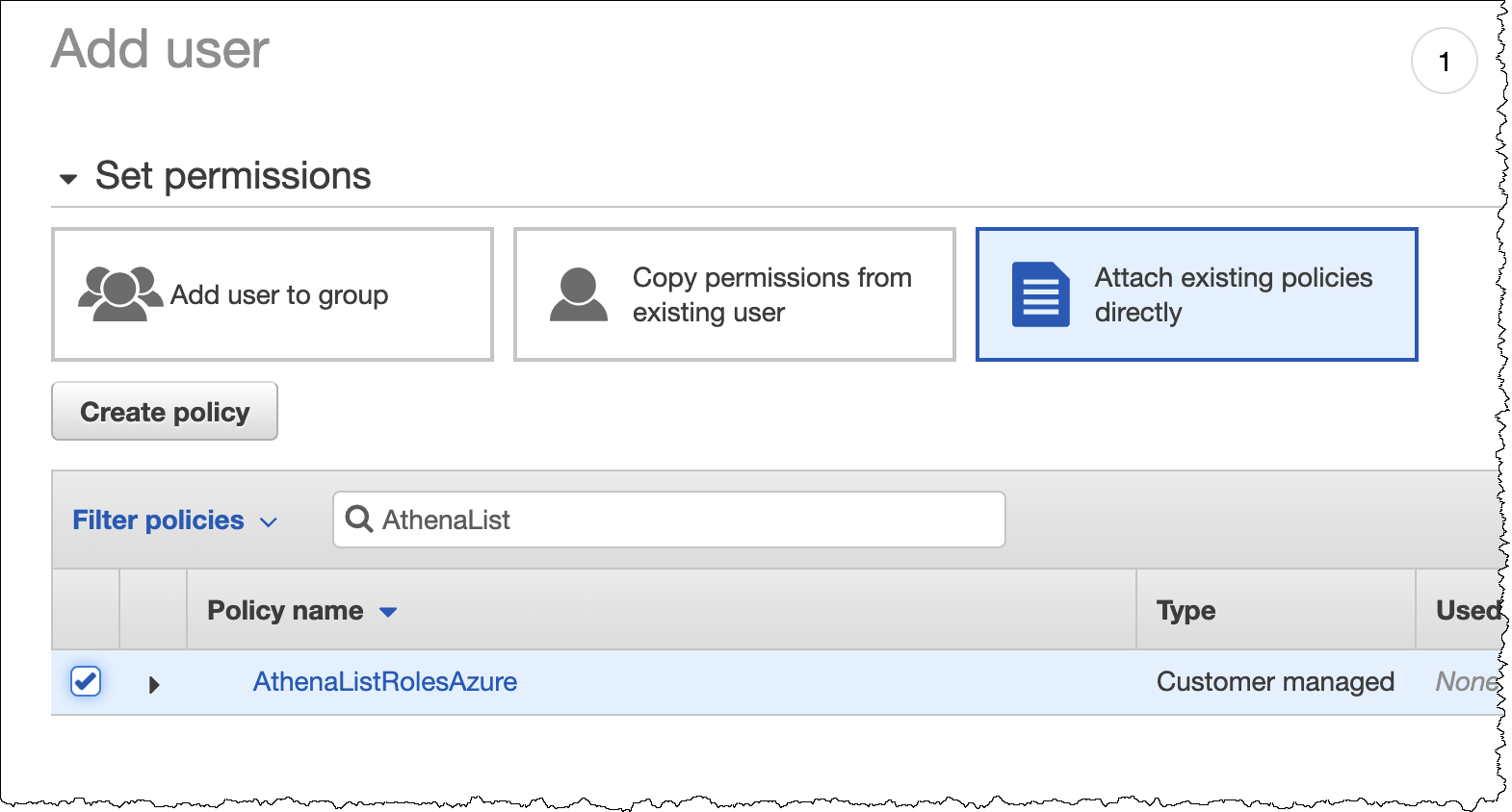 
                                为用户附加 ListRoles 策略。
                            