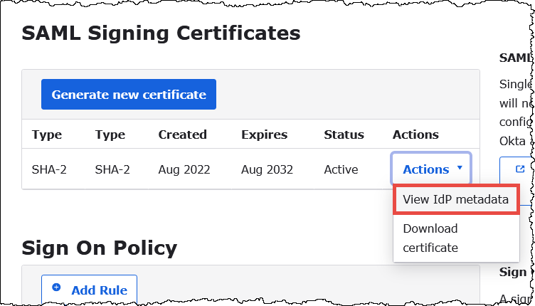 
                        将 IdP 元数据保存到本地 XML 文件。
                    