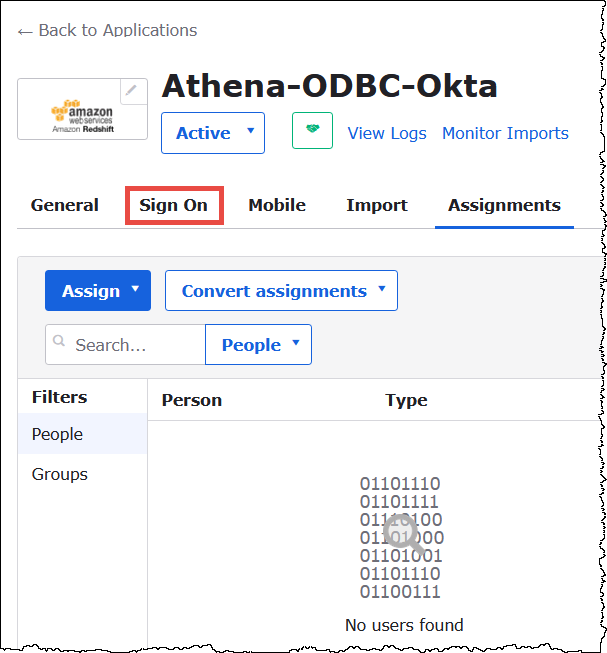 
                        选择 Sign On（登录）选项卡。
                    