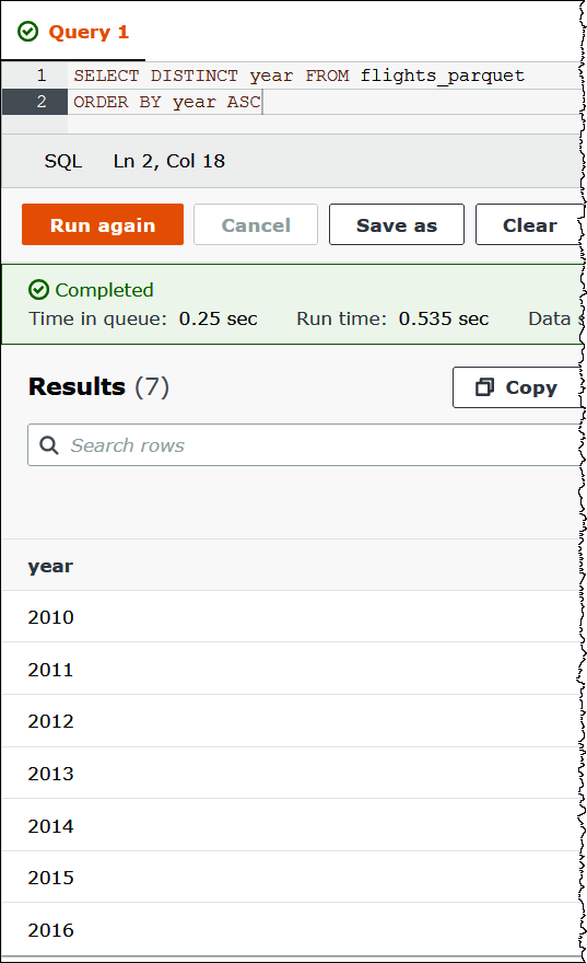 
                        查询使用分区投影的列。
                    