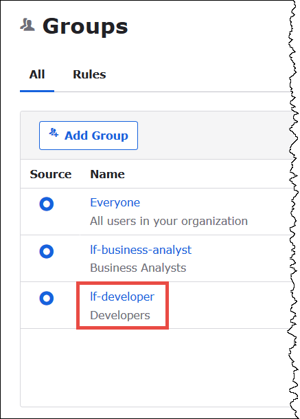 
                        选择 lf-developer 组。
                    
