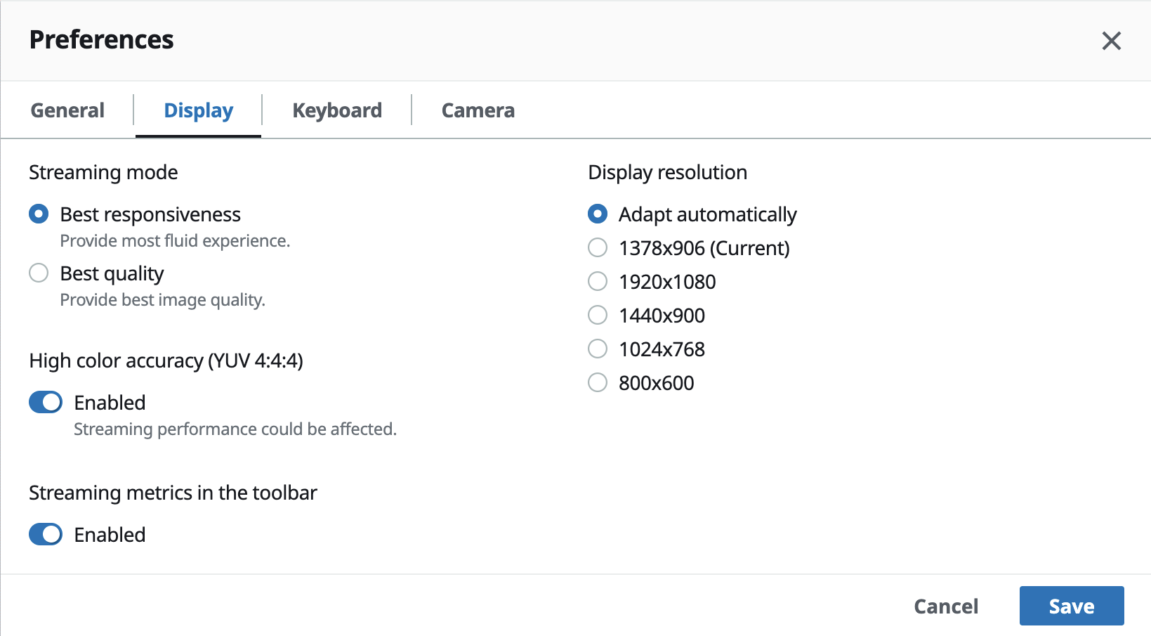 
            “显示” 是 “首选项” 模式中从左起的第二个选项卡。
          