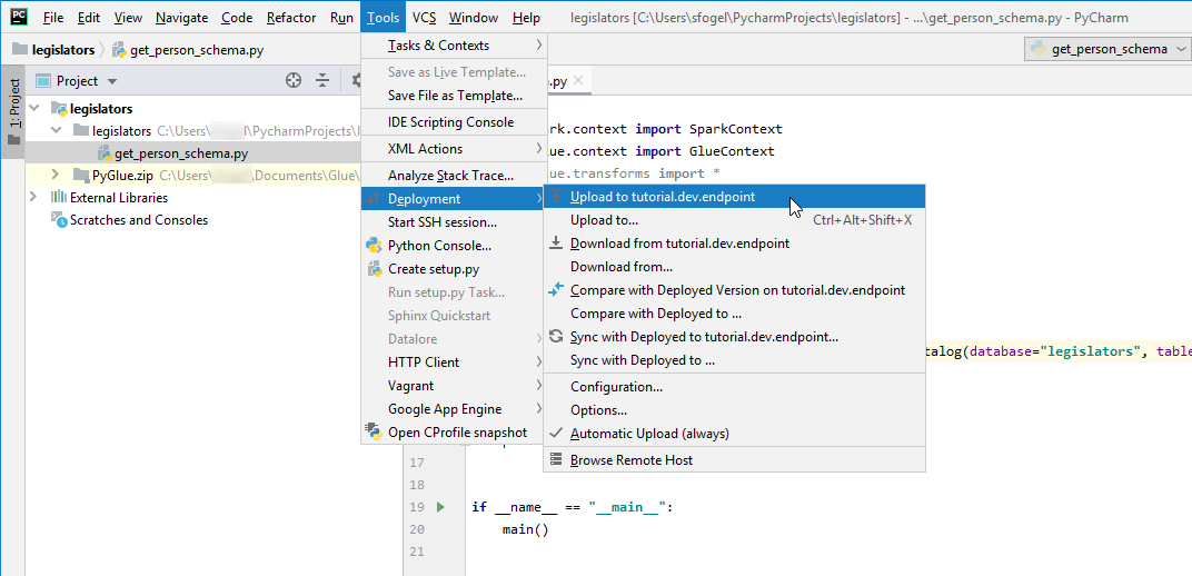 
            用于部署脚本的菜单项。
          