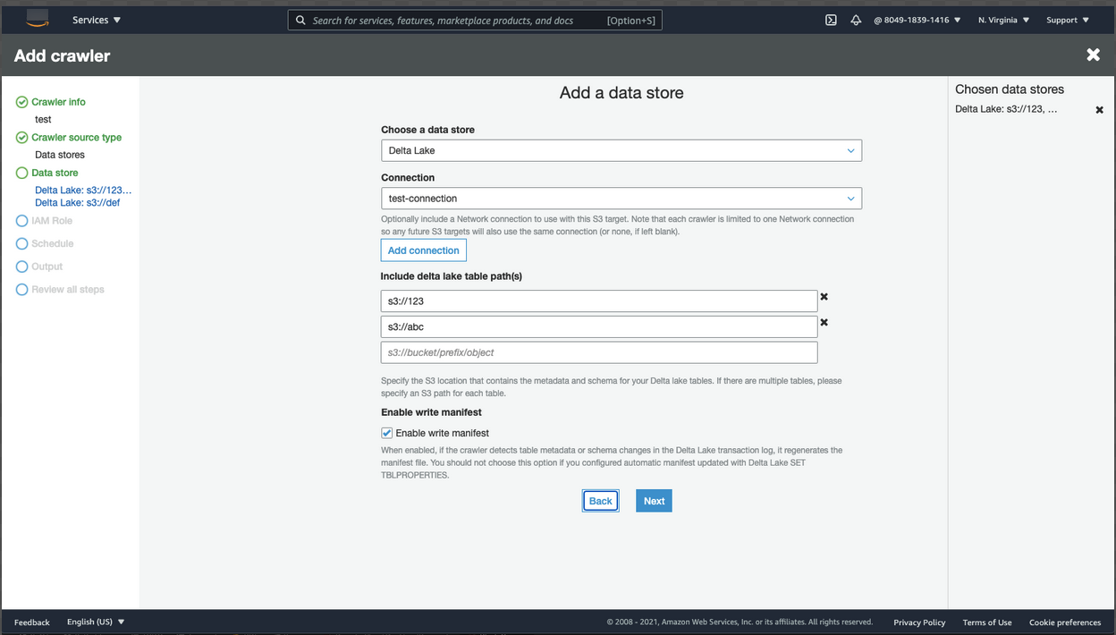 
              指定爬取某个 Delta Lake 数据存储。
            