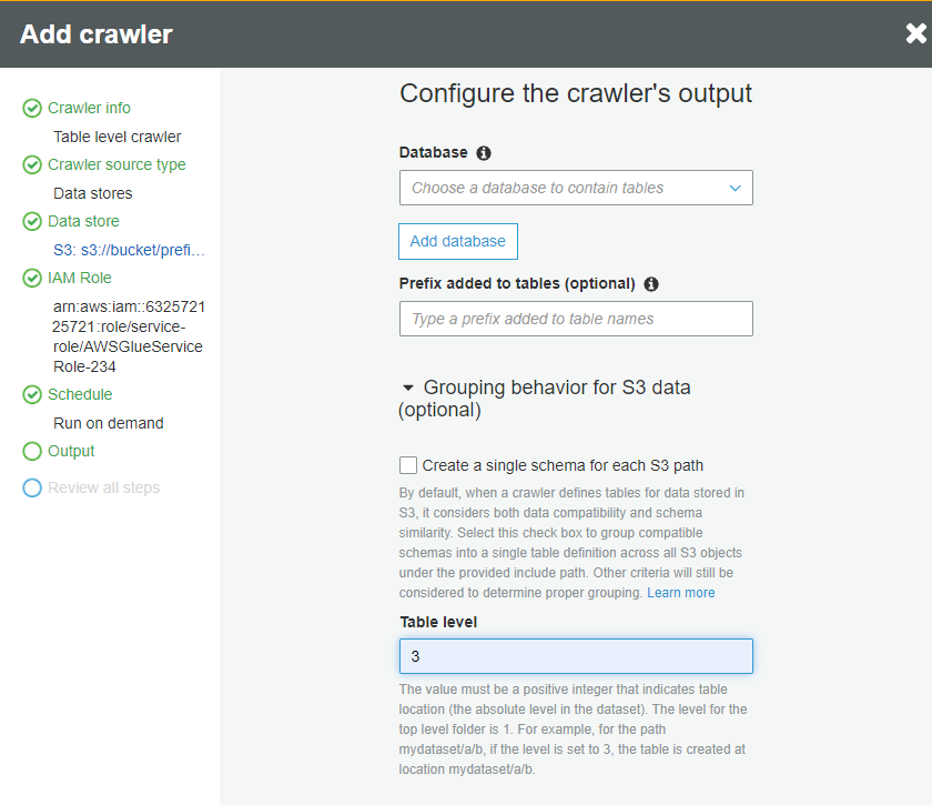 
              在爬网程序配置中指定表级别。
            