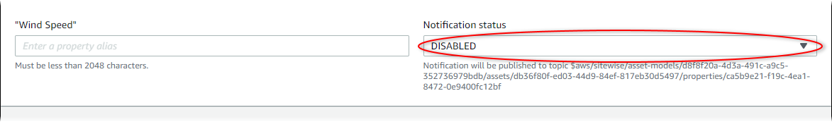 
            Amazon IoT SiteWise Edit notification status (编辑通知状态) 屏幕截图。
          