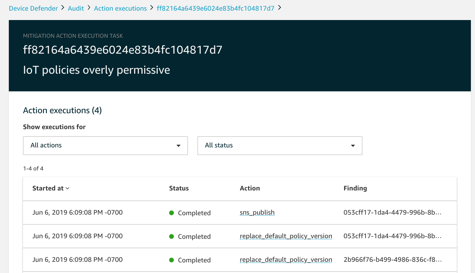 
              审核缓解操作任务的执行详细信息。
            