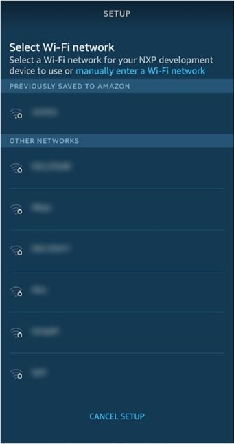 
                                应用程序将显示可用 Wi-Fi 网络列表。
                            