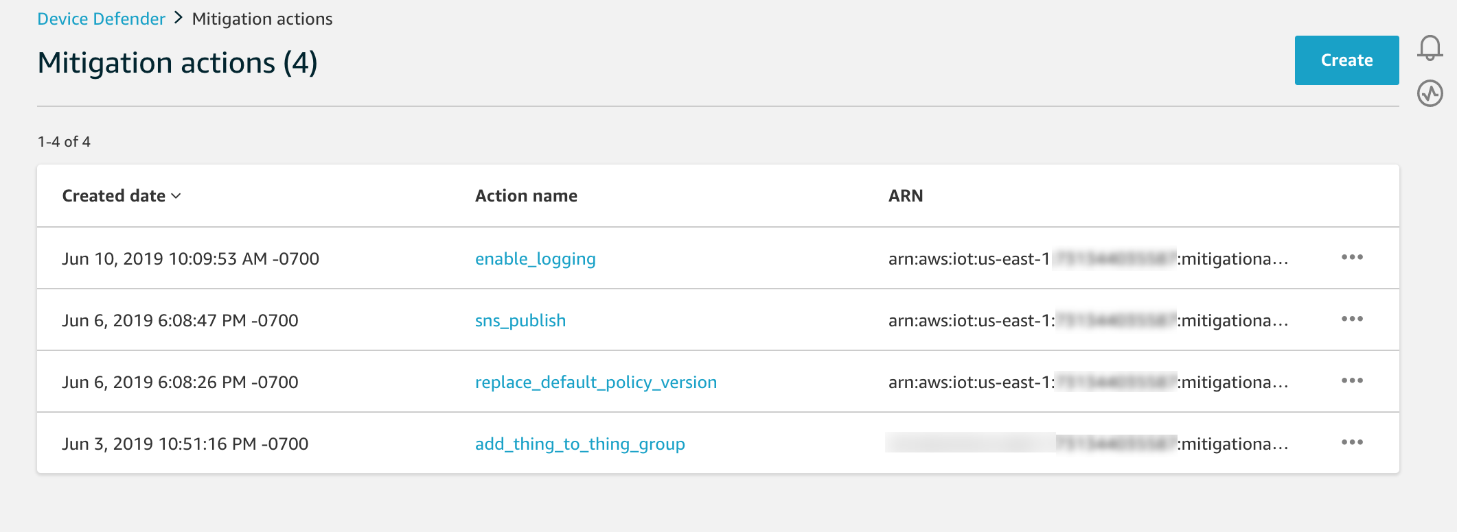 
                缓解操作列表。
              