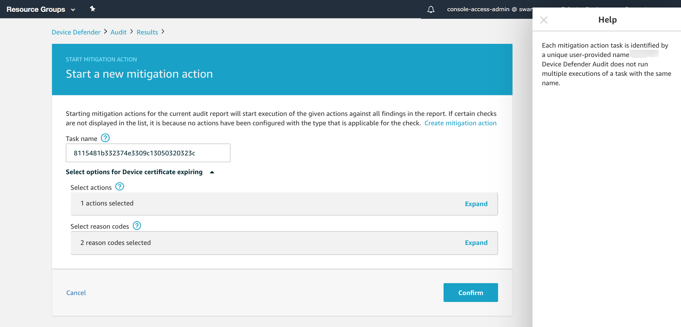 
              Are you sure you want to start mitigation action task（是否确定要启动缓解操作任务）窗口。
            