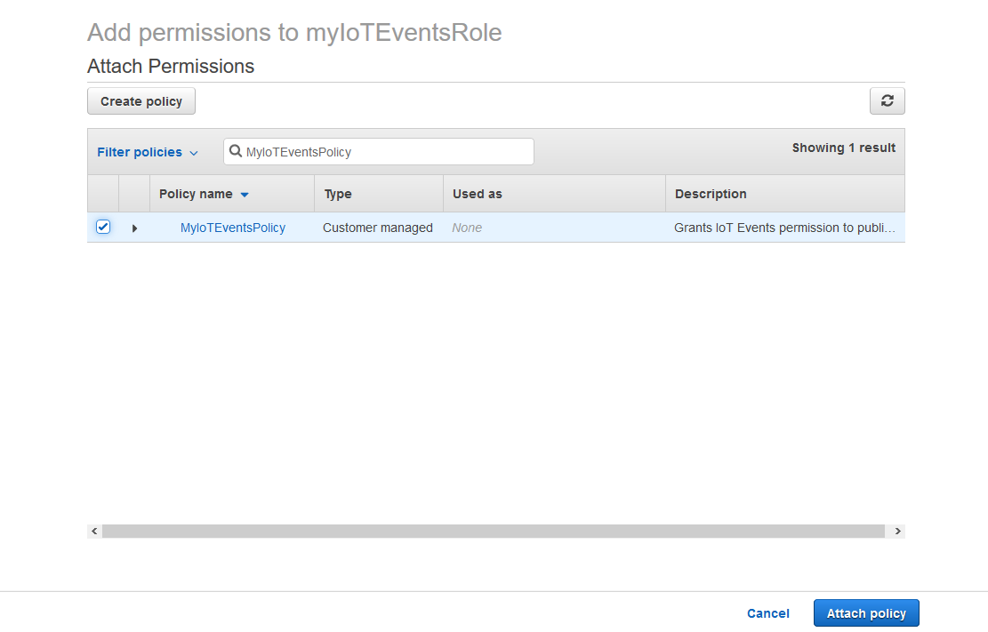 
              设置 IAMAmazon IoT EventsIAM 控制台中的服务角色。
            