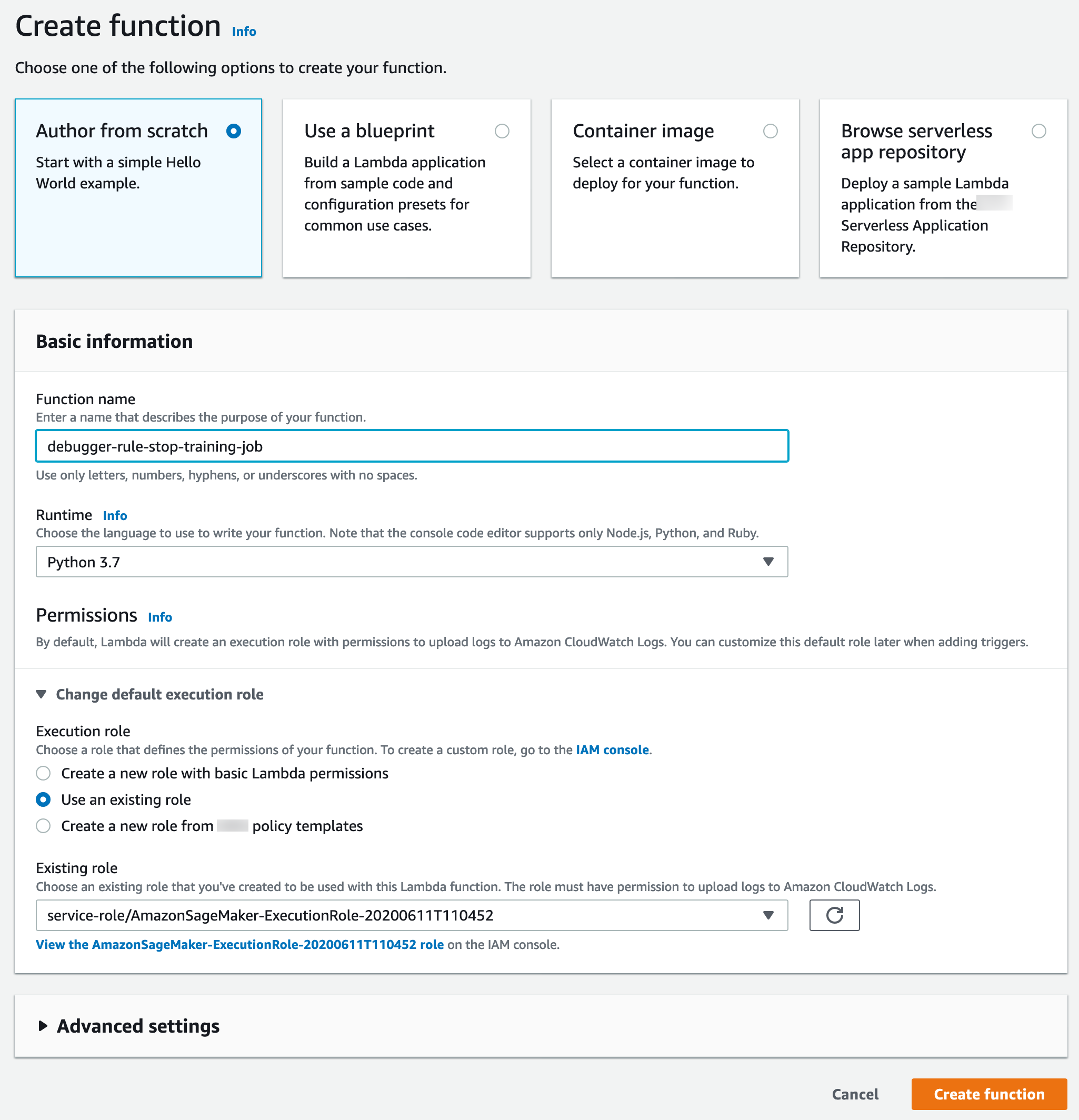 
                        “创建函数” 页。
                    