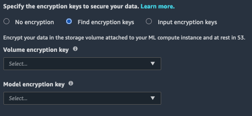 
              JumpStart Security Settings encryption section with Find encryption keys selected.
            